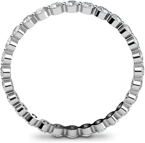 Miniatura 4 de TriJewels Anillo flotante de eternidad para mujer, con diamantes cultivados en laboratorio, 34 ctw, apilable, oro de 14 quilates