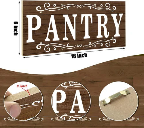 Miniatura 2 de Jetec Letrero decorativo para pared de despensa de 16 x 6 pulgadas, letrero de madera rústico retro para colgar, placa de arte de madera decorativa