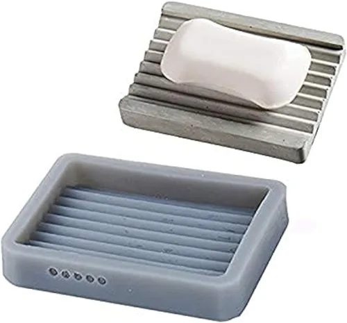 Nicole Molde de concreto de silicona para jabonera rectangular con molde de cemento hecho a mano a rayas Sh0235