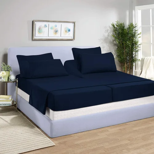 Miniatura 23 de Juego de sábanas divididas de 5 piezas de 800 hilos para cama ajustable (2 piezas, 1 sábana plana y 2 fundas de almohada) 100% algodón egipcio