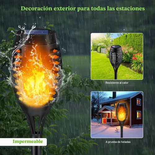 Miniatura 4 de Luces Solares para Exteriores, Paquete de 6 Luces Antorcha Solar con Llama Parpadeante, Luces de Navidad Impermeables para Decoración de Navidad