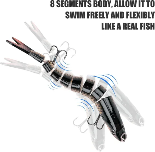 Miniatura 4 de ReeMoo Señuelos de pesca para lubina, señuelos de pesca de agua superior, cebos de natación multiarticulados, señuelos de lubina de natación
