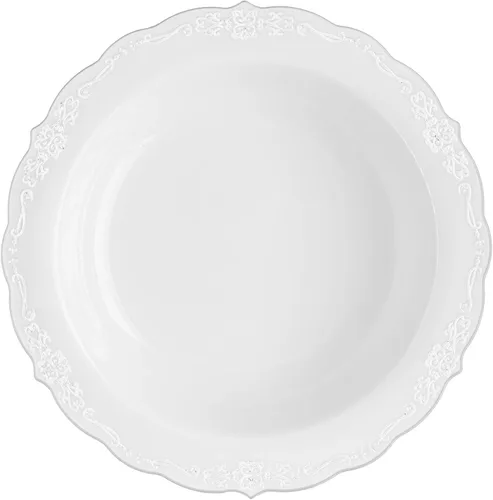 Miniatura 17 de SIZENAME - Platos de plástico desechables, diseño victoriano de calidad premium, color crema, para fiestas y bodas, 60