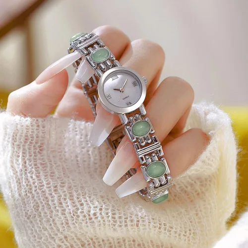 Miniatura 4 de Reloj de pulsera vintage para mujer, reloj de pulsera de cuarzo de acero inoxidable, resistente al agua