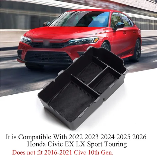 Miniatura 3 de TTCR-II Compatible con el organizador de consola central Honda Civic 2022 2023 2024 2025 2026, bandeja organizadora de consola central para Civic EX