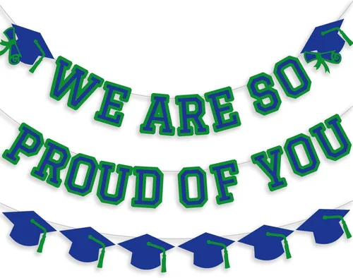 Miniatura 8 de Letrero con texto en inglés «We Are So Proud Of You», decoración para fiesta de graduación, guirnalda de tapa de felicitaciones, letrero de pared