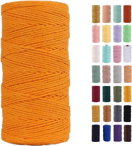 Miniatura 54 de Cordón de macramé gris rosado de 0.118 in x 109 yardas, cuerda de algodón colorido de algodón suave para colgar en la pared, colgar plantas
