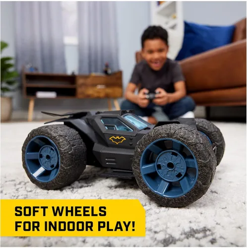 Miniatura 5 de DC Comics, Batman Stunt Force Batmobile, auto de control remoto para interiores, Turbo Boost y trucos locos, juguetes coleccionables de superhéroes