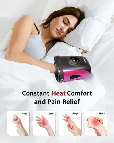 Miniatura 3 de CINCOM Masajeador de manos con calor y compresión, máquina de masaje de dedos y palma para aliviar el dolor, artritis y mejorar la circulación, Negro