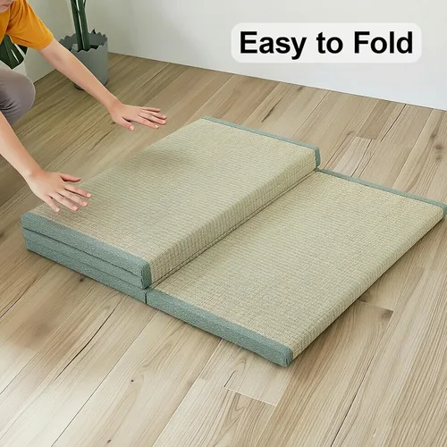 Miniatura 6 de Colchón de tatami japonés, alfombra de tatami, tapete de Igusa (hierba japonesa Rush), tapete plegable de tatami, tapete de verano para dormir