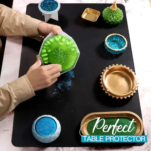 Miniatura 4 de LEOBRO Tapete de Silicona, 23.4" x 15.6" Tapetes de Silicona Negros para Manualidades, Moldes de Resina, Tapete de Masa de Juego, para Resina