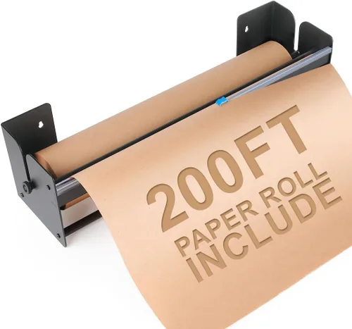 Perkhomy Dispensador y cortador de rollos de papel de 48 pulgadas, montaje en pared, mesa antideslizante, papel de kraft, congelador, carnicero,