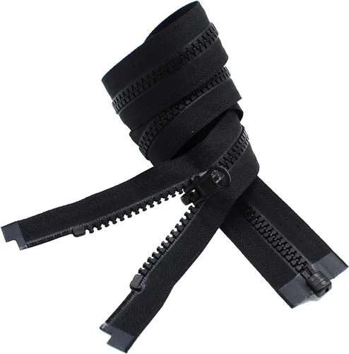 YKK® - Chaqueta Vislon Zipper Reversible Slide YKK® #5 Plástico moldeado Separación Color final Negro - Hecho en Estados Unidos (longitud