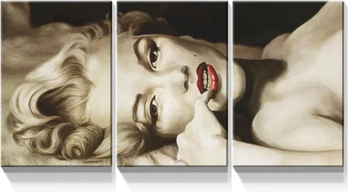 Miniatura 14 de Denozer Arte de pared en lienzo de 3 paneles con retrato de belleza de Marilyn Monroe, Audrey Hepburn y Brigitte Bardot, impresiones de cuadros