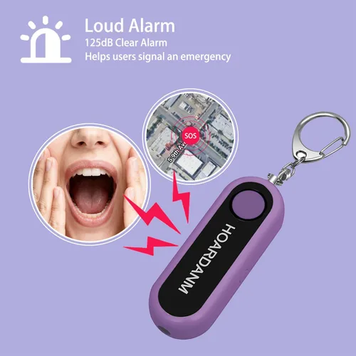 Miniatura 3 de Alarma personal para mujeres, niñas, alarma de seguridad personal simple, luz estroboscópica LED extra, llavero de autodefensa de seguridad, cuernos