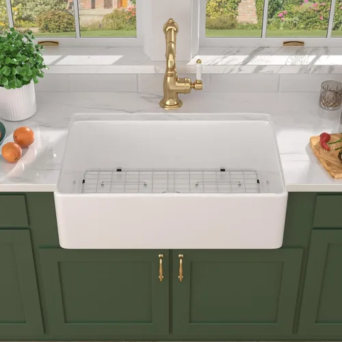 Miniatura 3 de Fregadero de granja – Fregadero de granja blanco de 33 pulgadas, delantal reversible frontal de 33 x 20 pulgadas, instalación de montaje inferior