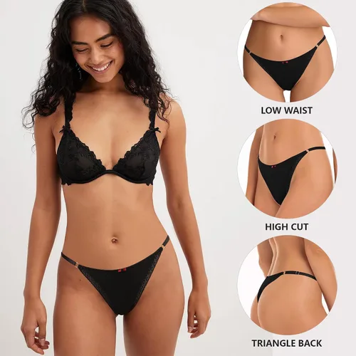 Miniatura 2 de Aijolen Tanga de algodón para mujer, ropa interior ajustable para mujer, bragas de cintura baja para mujer, no se ven