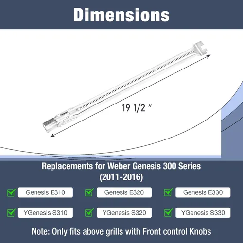 Miniatura 4 de Uniflasy Para Weber Genesis 300 Grill Parts Rejillas de cocción de hierro fundido, tubos de quemador de acero inoxidable 304, barras aromatizantes