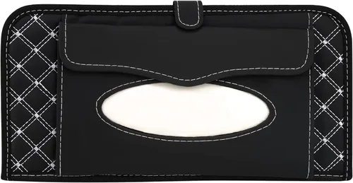 Miniatura 5 de Organizador para parabrisas de coche Aturmon, estuche de almacenamiento para 14 CD, negro, tela no tejida y cuero PU, plegable, 12.5 x 6.1 x 0.4