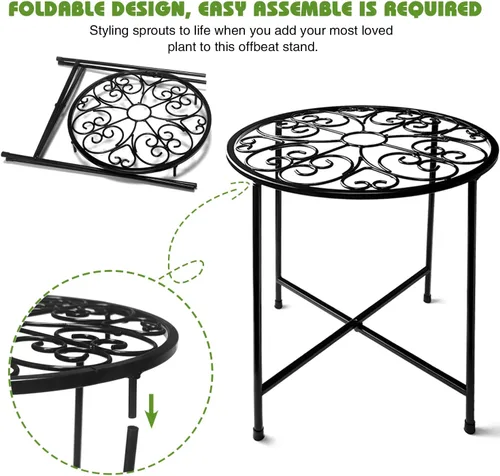 Miniatura 3 de Soporte para plantas para interiores y exteriores, soporte para macetas de 15 pulgadas de alto, soporte redondo de esquina de metal para maceta