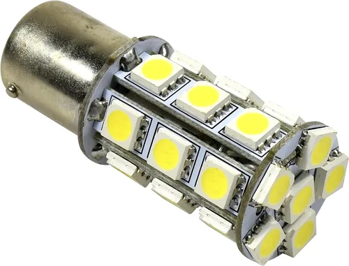 Miniatura 8 de HQRP BA15s Base de bayoneta de un solo contacto SMD 5050 6300-7000K 10-30V DC 3.4W bombilla LED compatible con #93, 382, 1141, 1156, 1157