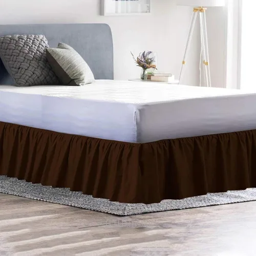 Miniatura 20 de Falda de cama individual negra para falda de cama con volantes con caída de 16 pulgadas, tela de tres lados ajustable con volantes suaves y sedosos