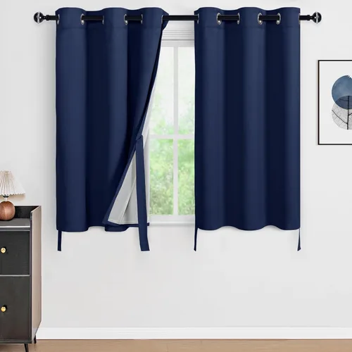 Miniatura 125 de DWCN Cortinas 100% opacas de 84 pulgadas de largo para dormitorio con forro negro, paneles de cortina de ventana de doble capa con aislamiento Azul
