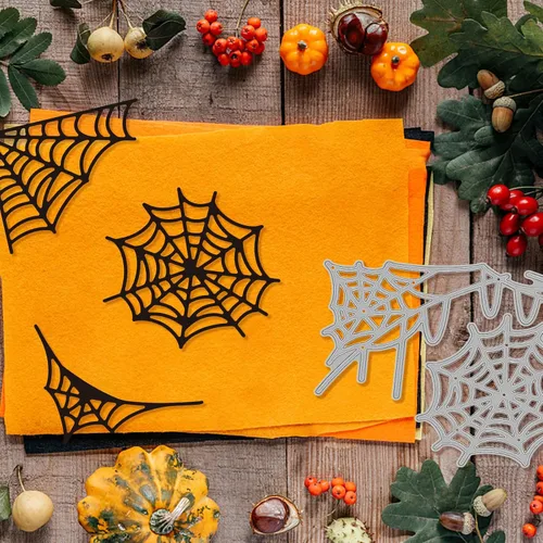 Miniatura 4 de GLOBLELAND Troqueles de corte de telaraña de Halloween para bricolaje Scrapbooking Metal Halloween Murallas de murciélago troquelado plantillas