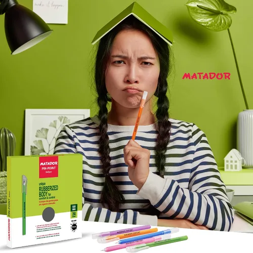 Miniatura 3 de Matador - Bolígrafo para diario – Bolígrafos de tinta negra fina de cuerpo de goma de colores surtidos – Suministros de escritura para la escuela