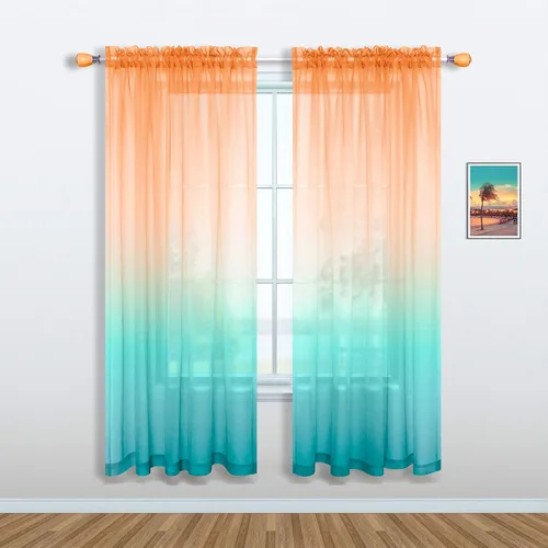 Miniatura 11 de Cortinas rosas y verdes para decoración de dormitorio de sirena, juego de 1 panel transparente, con bolsillo para barra, cortinas de sirena
