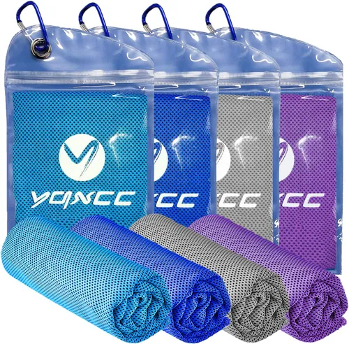 Miniatura 18 de YQXCC Toallas refrescantes Paquete de 4 unidades de 47 x 12 pulgadas Hielo fresco para cuello Microfibra suave transpirable para yoga, Gris