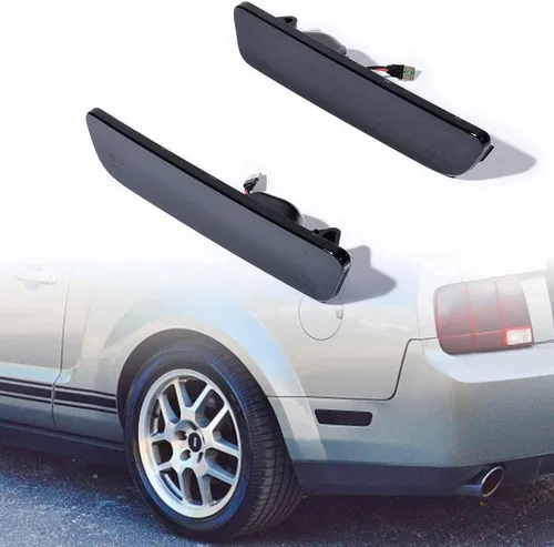 Miniatura 2 de Astra Depot 2 luces LED ahumadas de 120 luces LED LED de marcador lateral rojo para parachoques trasero compatible con Ford Mustang Base