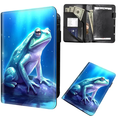 Miniatura 12 de Libros de mesero para camarera, cartera de cuero para camarero con cremallera, soporte para recibos, para camarero, camarero, accesorios
