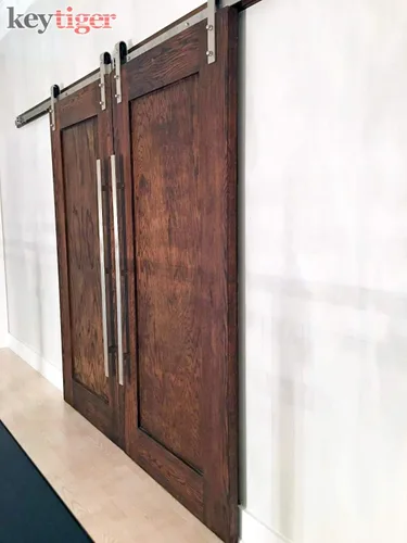 Miniatura 7 de Manija de puerta negra mate de 32 pulgadas de largo, de 1 cara, moderna manija de puerta delantera de acero inoxidable para puertas de vidrio
