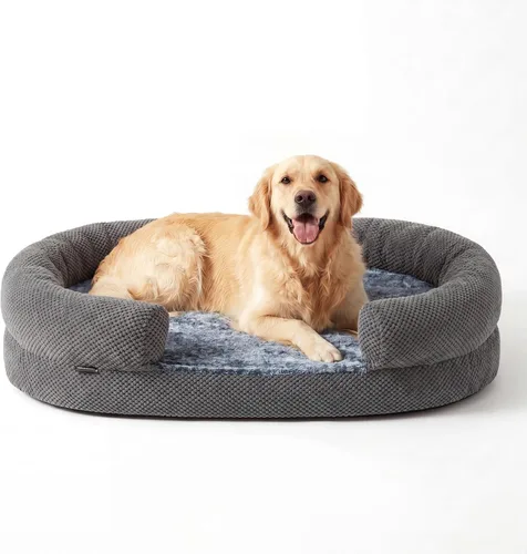 Miniatura 14 de Cama Ortopédica para Perros Grandes, Sofá de Espuma Viscoelástica con Textura de Cartón de Huevos con Lados Cómodos, Cama Sofá Suave y Grande