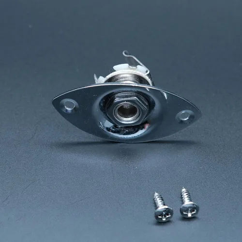 Miniatura 6 de Metal 1/4 "Oval Guitarra Entrada Jack Salida Placa Jackplate Socket para Fender Strat Tele (Cromo)