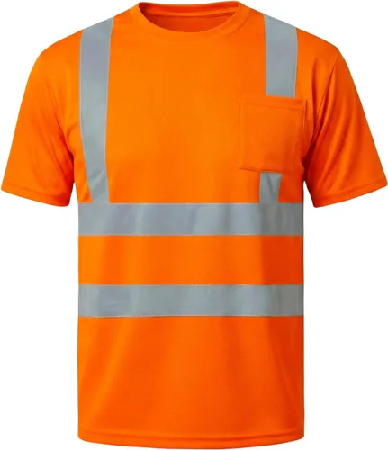 Miniatura 9 de HYCOPROT Hi Vis - Camisas de seguridad de manga corta de alta visibilidad, camisa reflectante para hombres y mujeres, camiseta de construcción