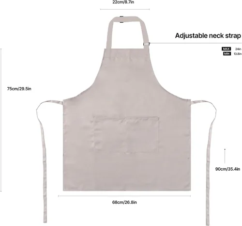 Miniatura 4 de Delantal de cocina para mujeres y hombres con bolsillos, delantales de arte de chef para cocinar, pintura, cerámica, cerámica