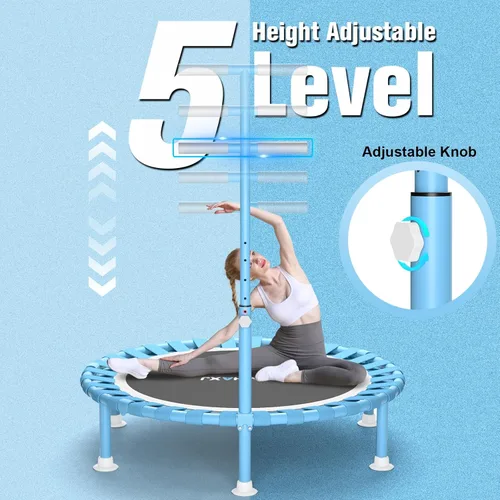 Miniatura 3 de ZCMHAXJ Mini trampolín plegable, trampolín de rebote de 40 pulgadas para adultos y niños, capacidad de 450 libras con barra ajustable en forma de T