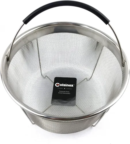Miniatura 2 de Cuisinox Cesta de vapor de acero inoxidable de 6 cuartos con mango de silicona y malla fina para blanquear y cocinar al vapor verduras, huevos