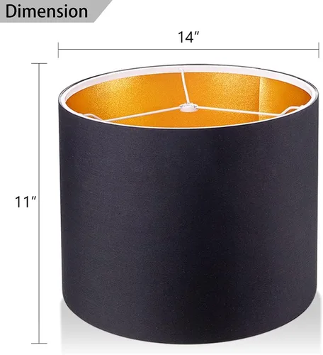 Miniatura 2 de Wellmet Pantalla para lámpara de 14"x14"x11" requiere ensamblaje para lámpara de mesa, lámpara de mesita de noche, lámpara de pie, pantalla de Negro