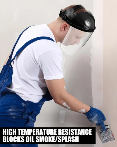Miniatura 6 de Tellegloww 4 protectores faciales de seguridad transparentes para moler y cortar, ligero, resistente a los impactos con trinquete ajustable, máscara