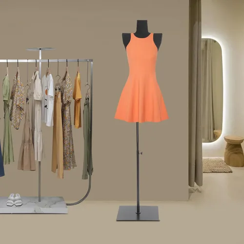 Miniatura 6 de Vestido de maniquí femenino con forma de torso, forma de vestido femenino con altura ajustable, cuerpo de maniquí para exhibición de joyas de vestir