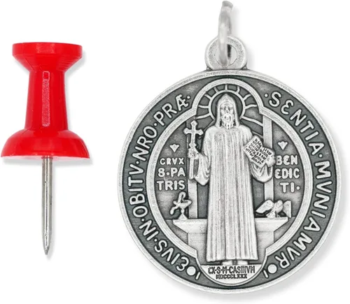 Miniatura 5 de Caritas et Fides Paquete a granel de 3 medallas redondas de San Benito católicas poderosas protección contra el mal y la adicción 1 14 pulgadas