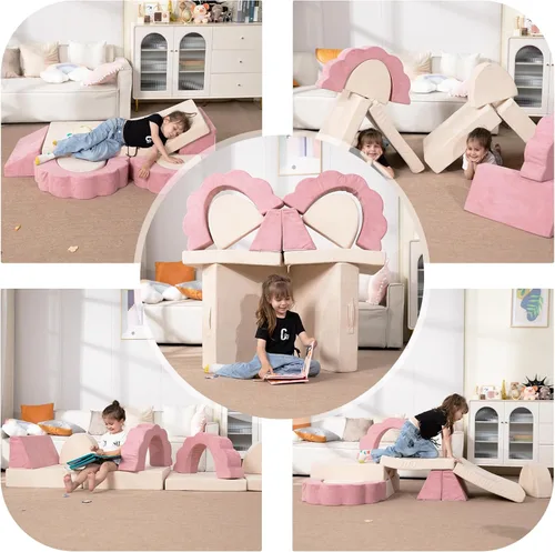 Miniatura 5 de LOAOL Sofá de Juego para Niños 10 Piezas, Sofá de Juego Modular para Niños, Sofá de Espuma Multifuncional para Niños Pequeños, Sofá de Juego