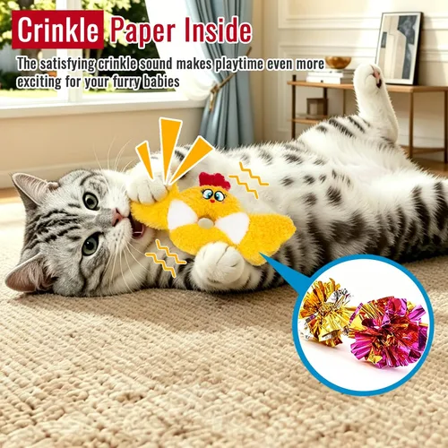 Miniatura 3 de Retro Shaw Juguete de pájaro para gatos con hierba gatera y vid plateada, juguete interactivo realista para gatitos con sonido arrugado para gatos