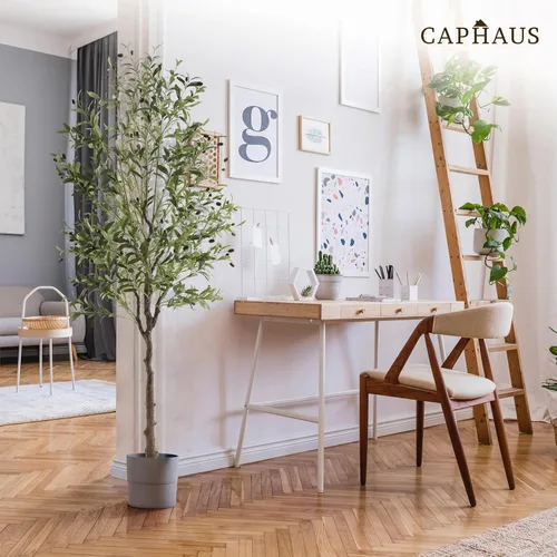 Miniatura 8 de CAPHAUS Árbol de olivo artificial de 5 pies y 60 pulgadas, planta sintética en maceta, rama de olivo sintético y fruta, árbol topiario falso