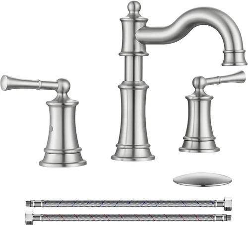 Miniatura 14 de Grifo de baño romano WINKEAR para montaje en cubierta o montaje en pared; instalación con tapón de desagüe emergente con placa cobertora y líneas
