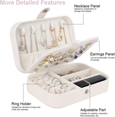 Miniatura 3 de Joyero Homchen de viaje, caja para guardar las joyas, para collares, pendientes, anillos y pulseras
