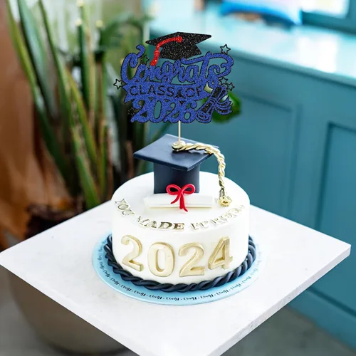 Miniatura 7 de Gyufise 1 paquete de decoración de pastel de graduación 2025 con purpurina de felicitaciones clase de 2025, decoración de pastel de diploma 2025